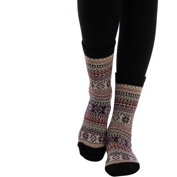 6 Pairs Christmas Warm Wool Socks for Women Holiday Thick Knit Socks Cozy & Warm - Picture 4 of 6